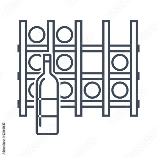 thin line icon rack of wine bottles, wine cellar