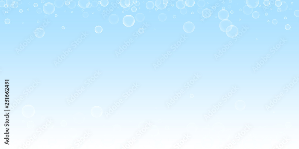 Random soap bubbles abstract background. Blowing b