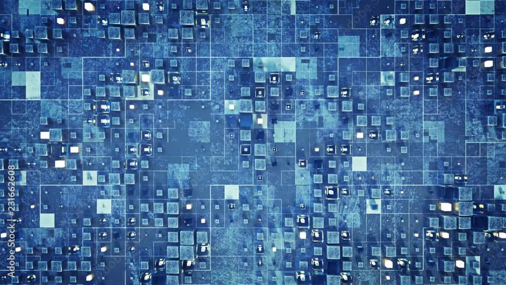 Futuristic sci-fi wall with blue cubes. Abstract science fiction background. Seamless loop 3D render animation 4k UHD 3840x2160
Futuristic sci-fi wall with blue cubes. Abstract science fiction background. Seamless loop 3D render animation 4k UHD 3840x2160