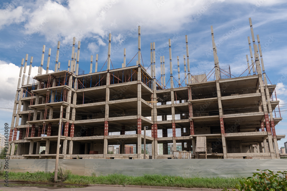 concrete frame building on abandoned construction site