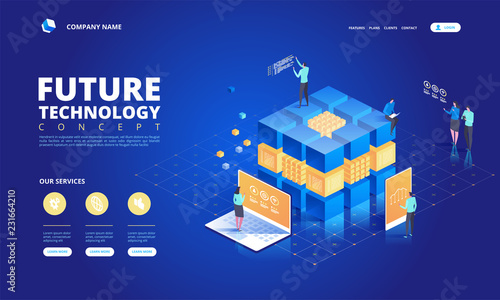 Technology isometric concept. Abstract high tech future