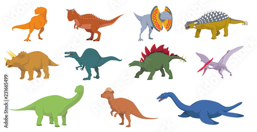 Dinosaurs vector illustration set in white background