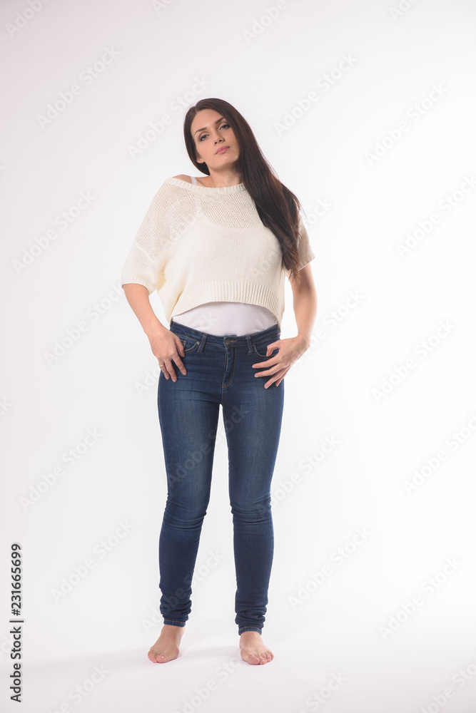 White caucasian girl posing emotionally isolated on background White caucasian girl posing emotionally isolated on background