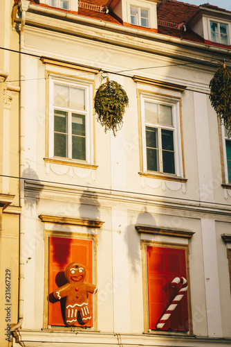 Graz city buildings Christmas advent decorations