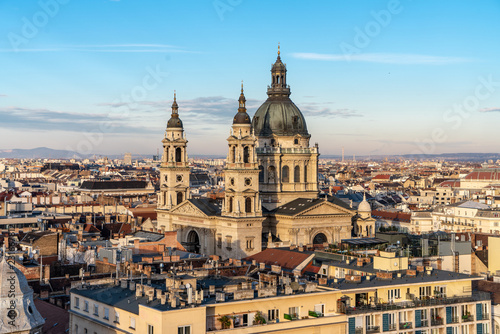 Saint Stephen Basilica in Budapest  Hungary aerial view as seen from Budapest Eye ferris wheel