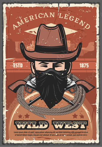 Cowboy in hat with revolvers, Wild West