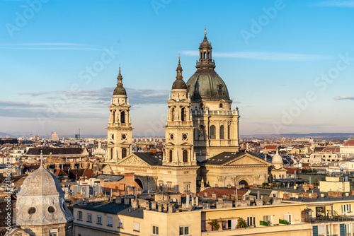 Saint Stephen Basilica in Budapest  Hungary aerial view as seen from Budapest Eye ferris wheel