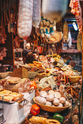 Traditional food Christmas Market shop in Vienna advent fairs