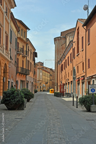 Fototapeta Naklejka Na Ścianę i Meble -  Imola, Italy, old Emilia street. Defined by Romans 2000 years ago.