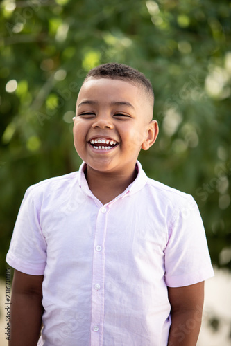 Adorable latin child in the garden