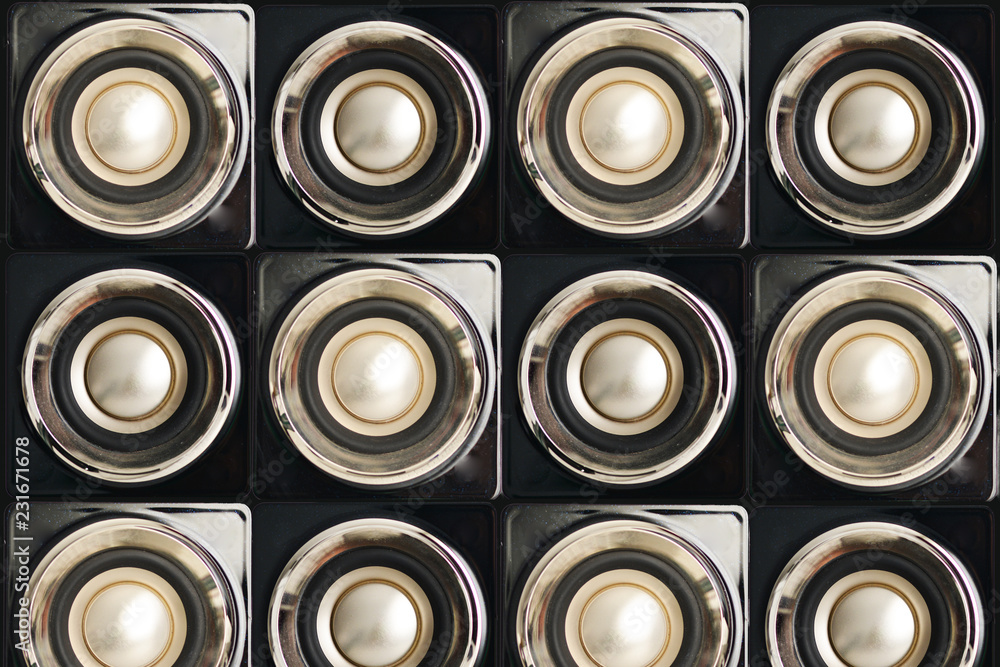 Multiple dark membrane sound speaker, music and sound symbol or background Multiple dark membrane sound speaker, music and sound symbol or background