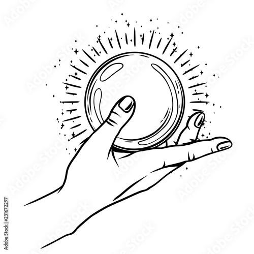 Open hand with magic ball.