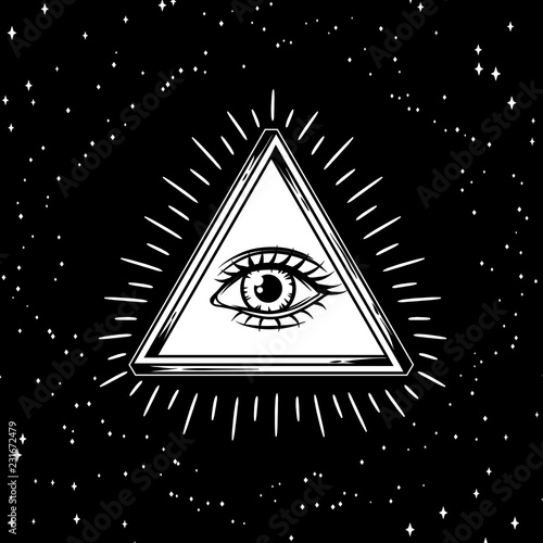 Infinite triangle with all seeing eye symbol.