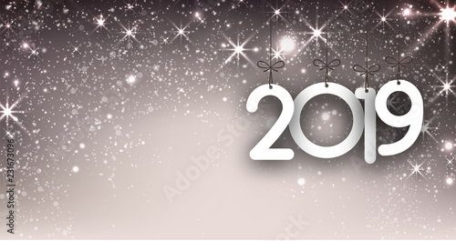Grey shiny 2019 New Year background.