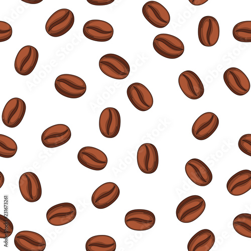 Seamless pattern with coffee beans.