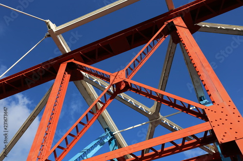 bridge frame steel girders painted bright colours