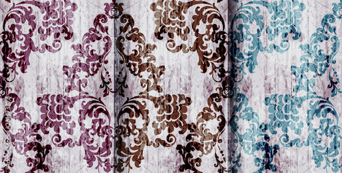 Vintage baroque set patterns Vector. Luxury ornament background decoration. Old ruined effects. bold colors