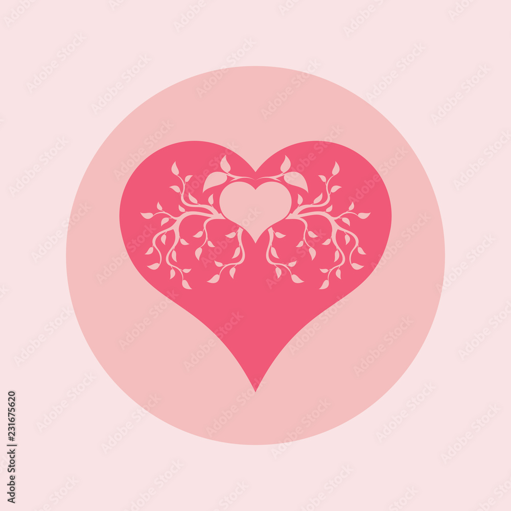 Abstract pink heart tree concept. Heart and tree. Abstract pink heart tree concept. Heart and tree.