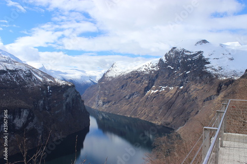 Geirangerfjorden in the spring