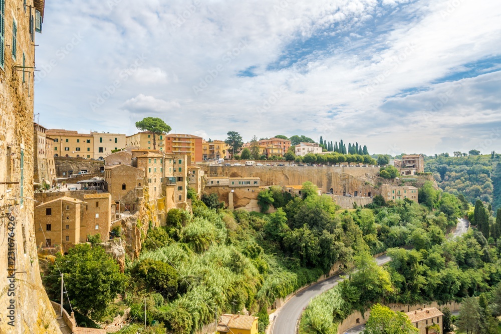 View from Pitigliano to valley near town - Italy