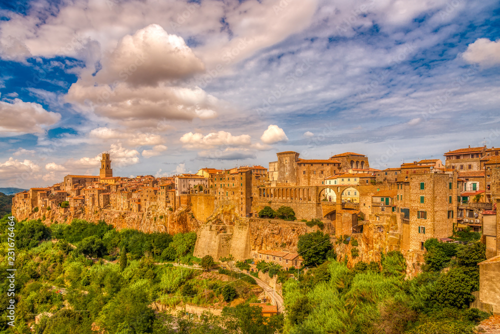 View at the Pitigliano town in Italian Tuscany