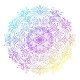 Hand drawn abstract mandala design. Vector holographic round pattern. Arabesque design element.