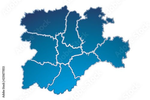 Mapa azul de castilla y león. 