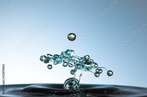 Splash of colorful liquid with high speed flash photo