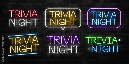 Vector realistic isolated neon sign of Trivia Night logo for decoration and covering on the wall background.