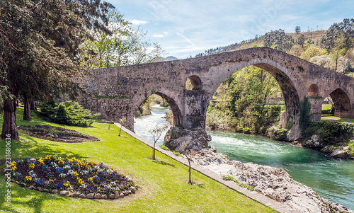 Roman bridge of Cangas de Onis in Asturias photo