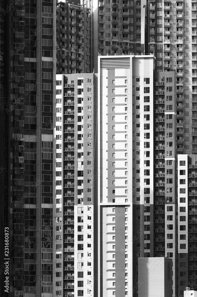 Exterior of high rise residential building in Hong Kong city Exterior of high rise residential building in Hong Kong city