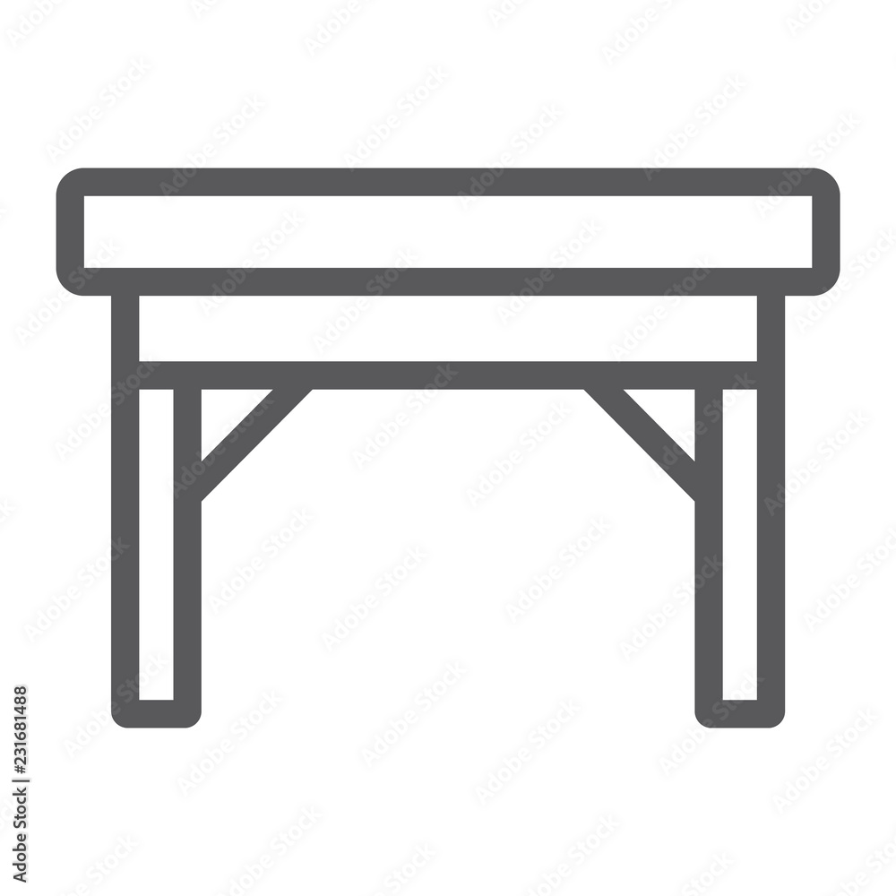 Table line icon, furniture and home, desk sign, vector graphics, a linear pattern on a white background.