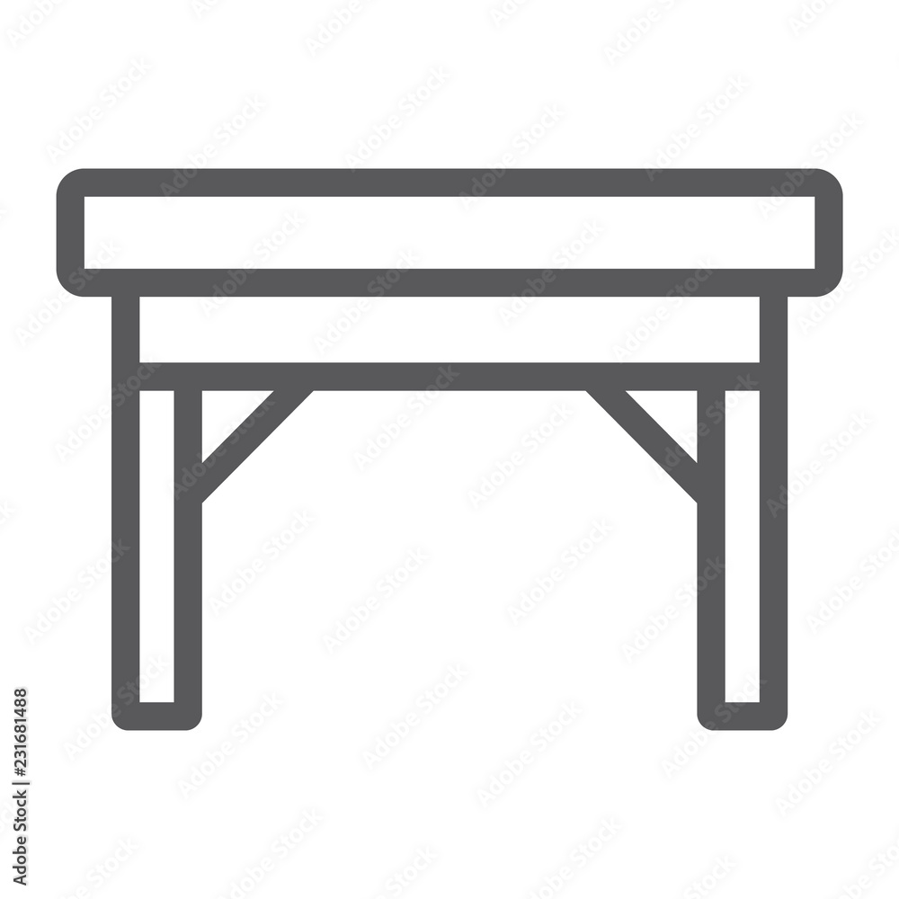 Table line icon, furniture and home, desk sign, vector graphics, a linear pattern on a white background. Table line icon, furniture and home, desk sign, vector graphics, a linear pattern on a white background.