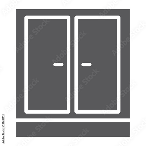 Wardrobe glyph icon, furniture and home, cupboard sign, vector graphics, a solid pattern on a white background.