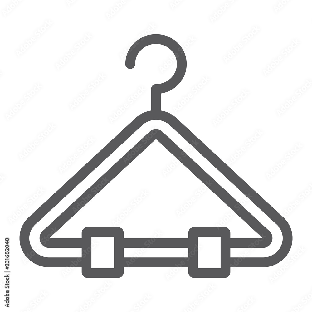 Hanger line icon, wardrobe and wear, rack sign, vector graphics, a linear pattern on a white background. Hanger line icon, wardrobe and wear, rack sign, vector graphics, a linear pattern on a white background.