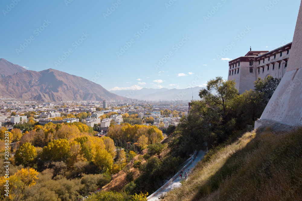 View of Lhasa city from the mountain, Tibet View of Lhasa city from the mountain, Tibet