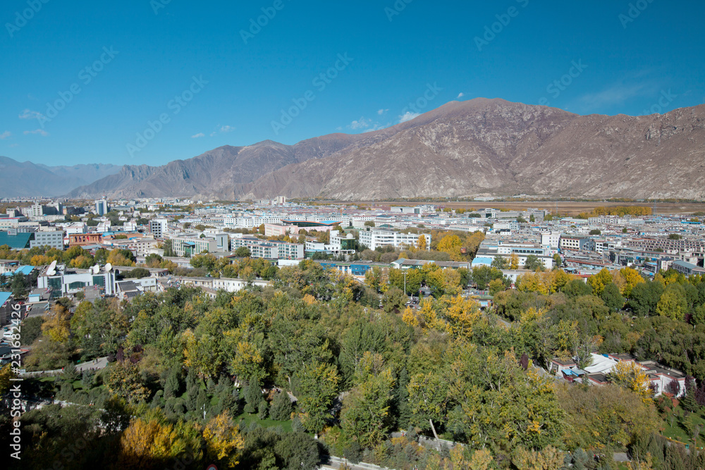 View of Lhasa city from the mountain, Tibet