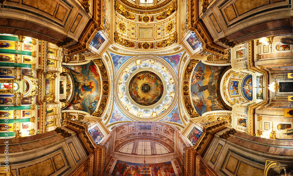 Interior of Saint Isaacs Cathedral - obrazy, fototapety, plakaty 