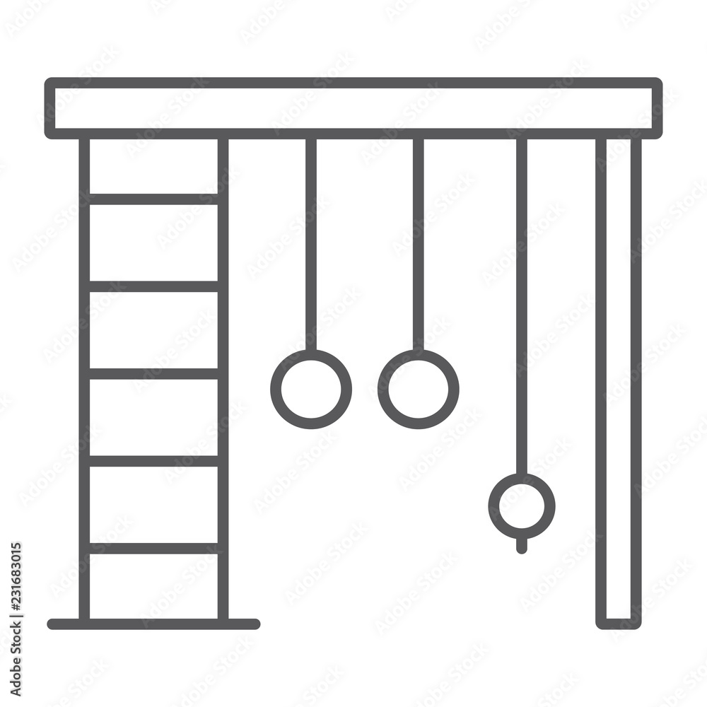 Wall bars thin line icon, sport and home, gym sign, vector graphics, a linear pattern on a white background. Wall bars thin line icon, sport and home, gym sign, vector graphics, a linear pattern on a white background.