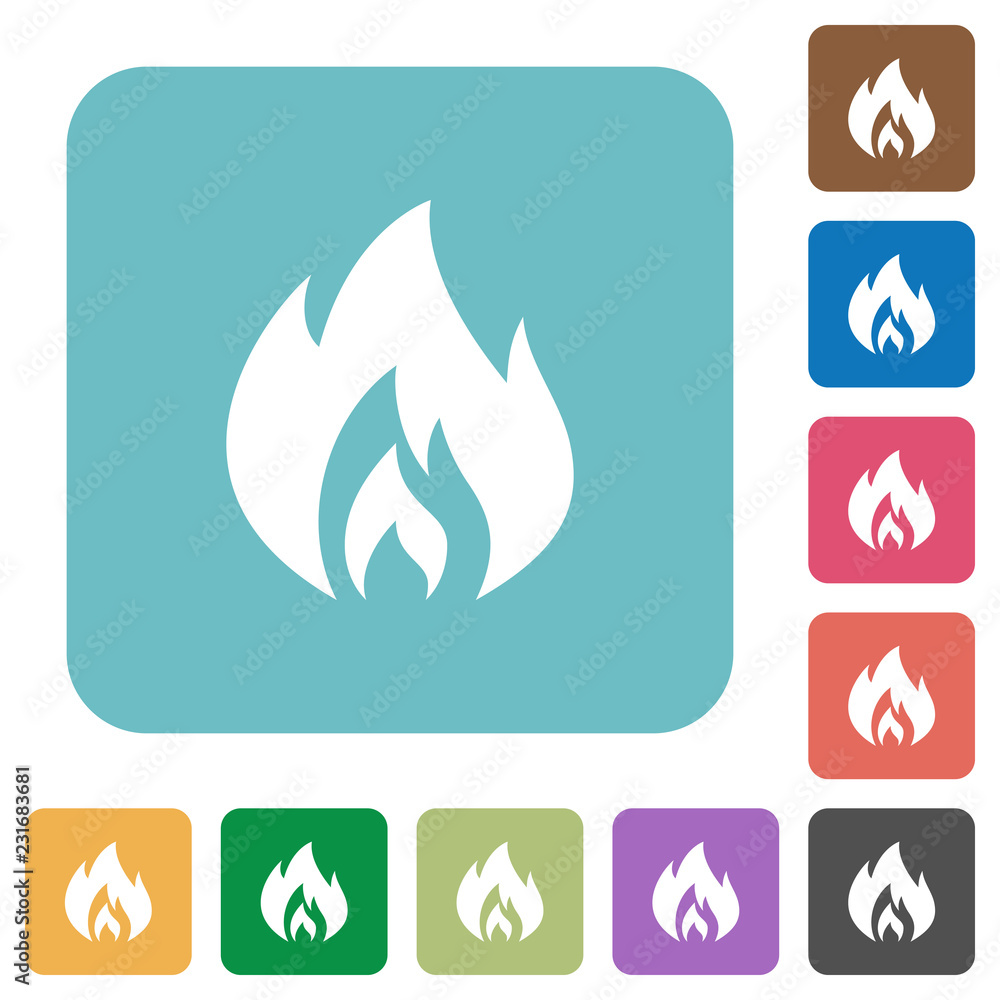 Flame rounded square flat icons Flame rounded square flat icons