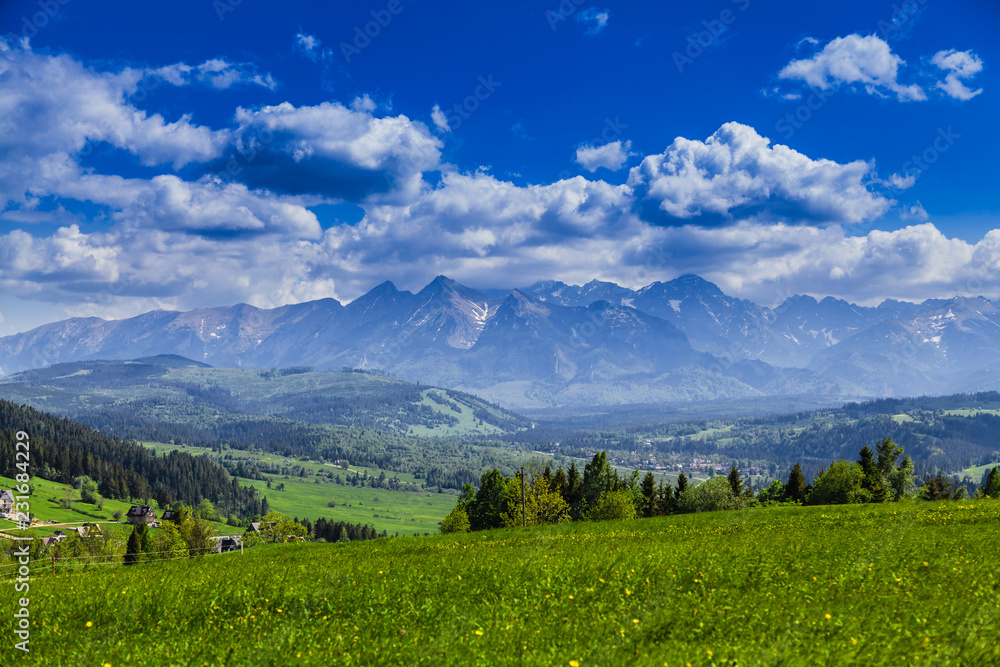 View of Tatra mountains in spring. - obrazy, fototapety, plakaty 