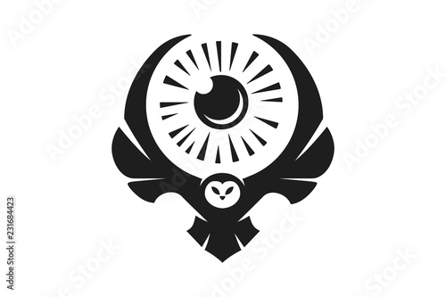Flying owl, all-seeing eye