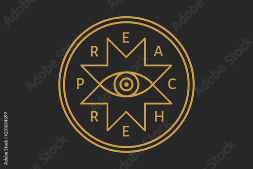The preacher vector badge with all-seeing eye