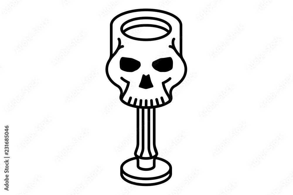 glass in the shape of the skull, flat illustration glass in the shape of the skull, flat illustration