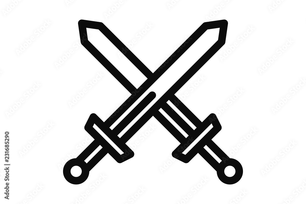 Swords Blades Crossed Fight Battle Line Stock Vector (Royalty Free)  425446252