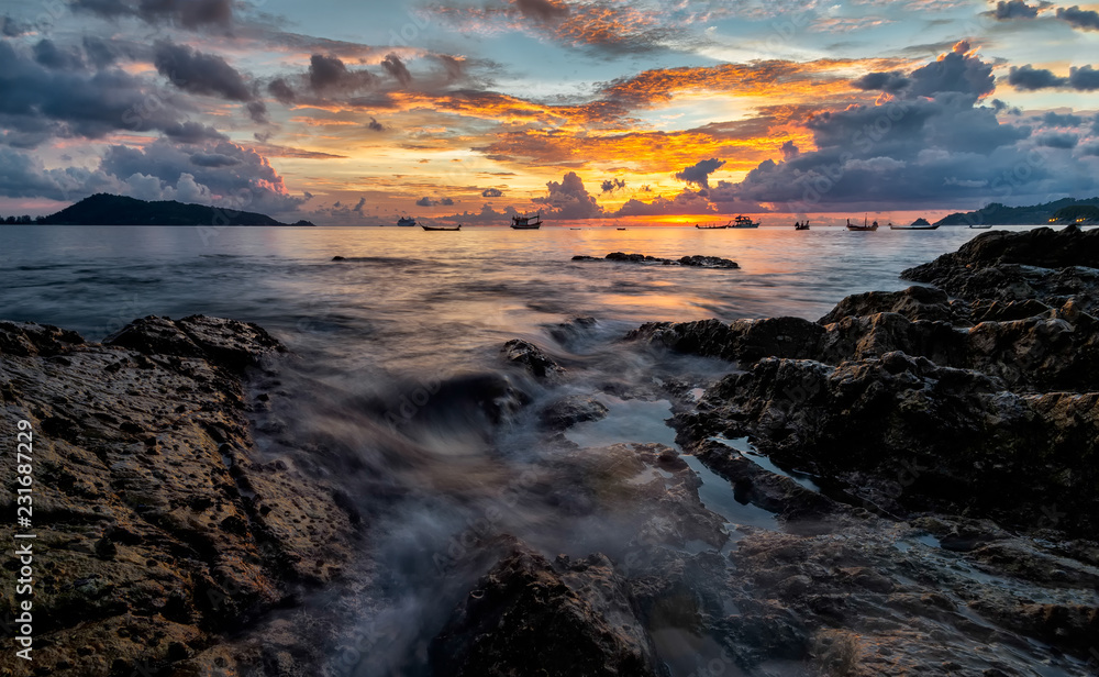 Beautiful twilight sky at  Kalim Beach Phuket, Thailand.
