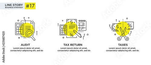 Set of illustrations concept with business concept. Workflow, growth, graphics. Business development, milestones, start-up. linear illustration Icons infographics. Landing page site print poster. Line