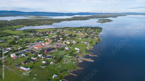 View from above, village at lakeside. Beautiful village in Sweden. © raland