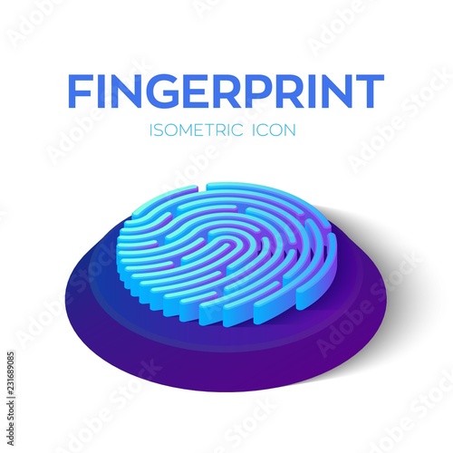Fingerprint Scan Icon. 3D Isometric Finger print sign. Biometric identification. Created For Mobile, Web, Decor, Print Products, Application. Perfect for web design and banner Vector Illustration.