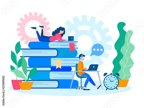 Young people study, prepare for exams